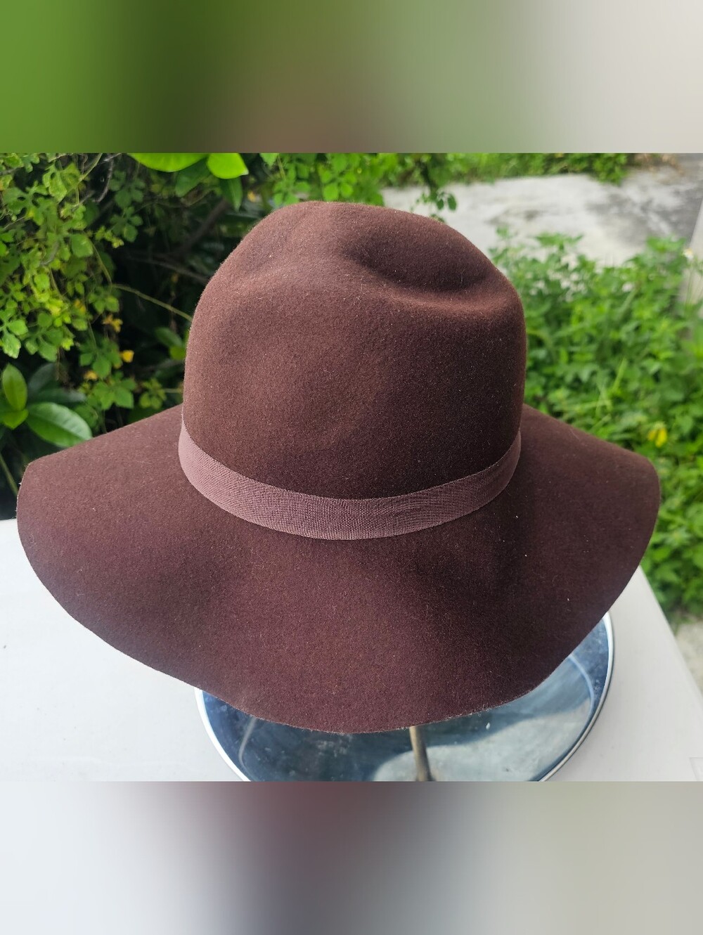 Women's Wide-Brim Felt Fedora Hat - Brown